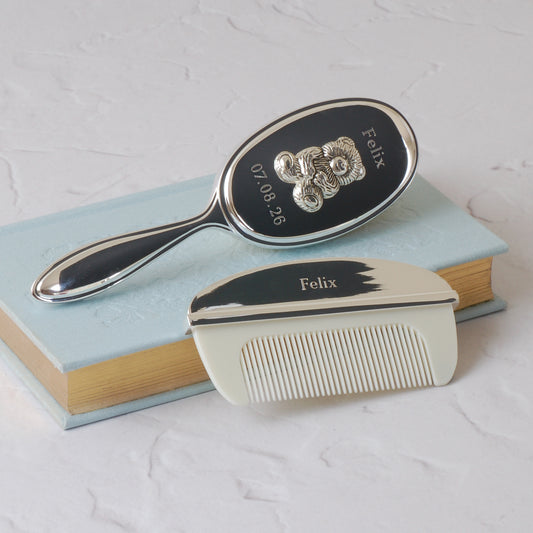 Personalised Teddy Bear Baby Brush and Comb Set