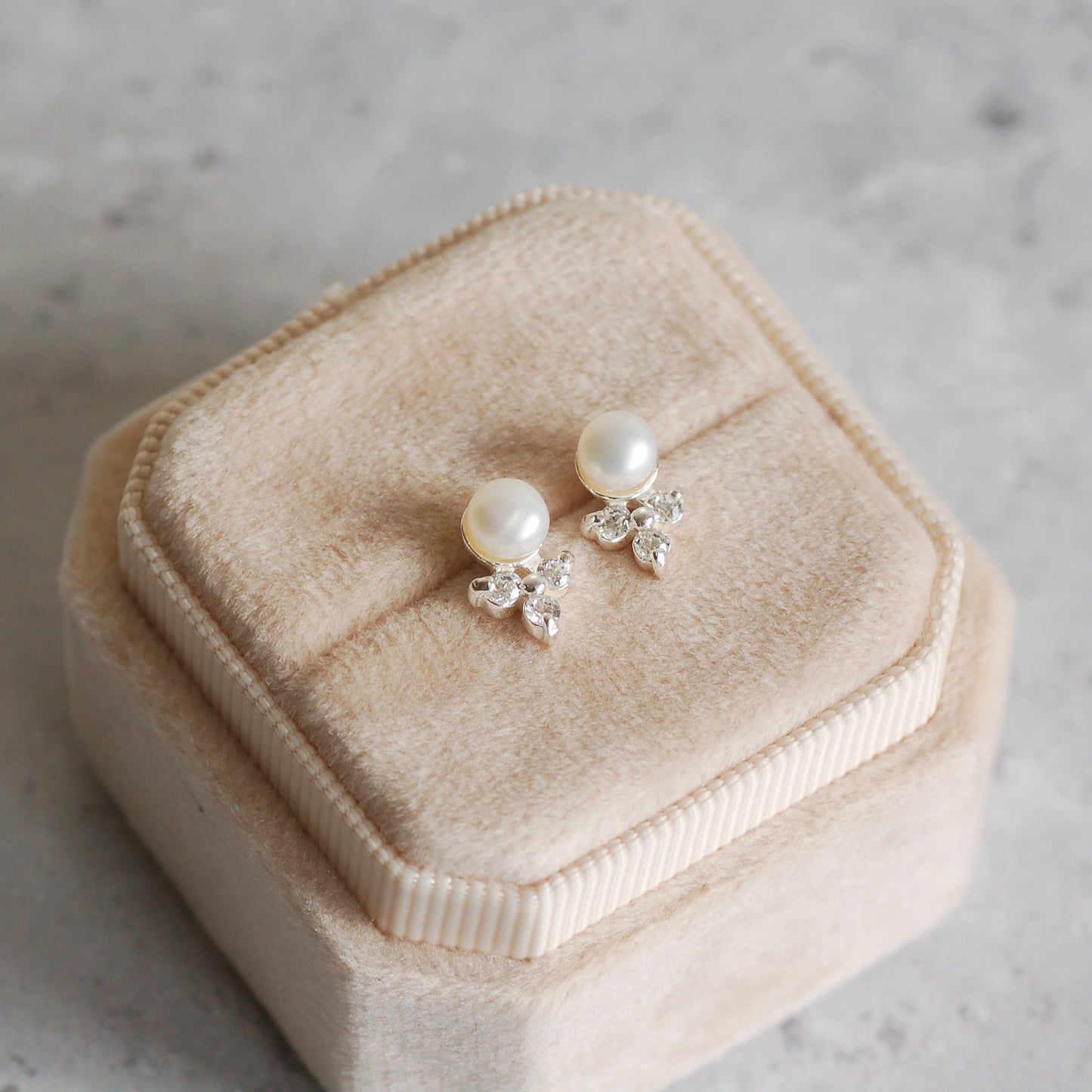 Minimalist Pearl and Diamante Stud Earrings