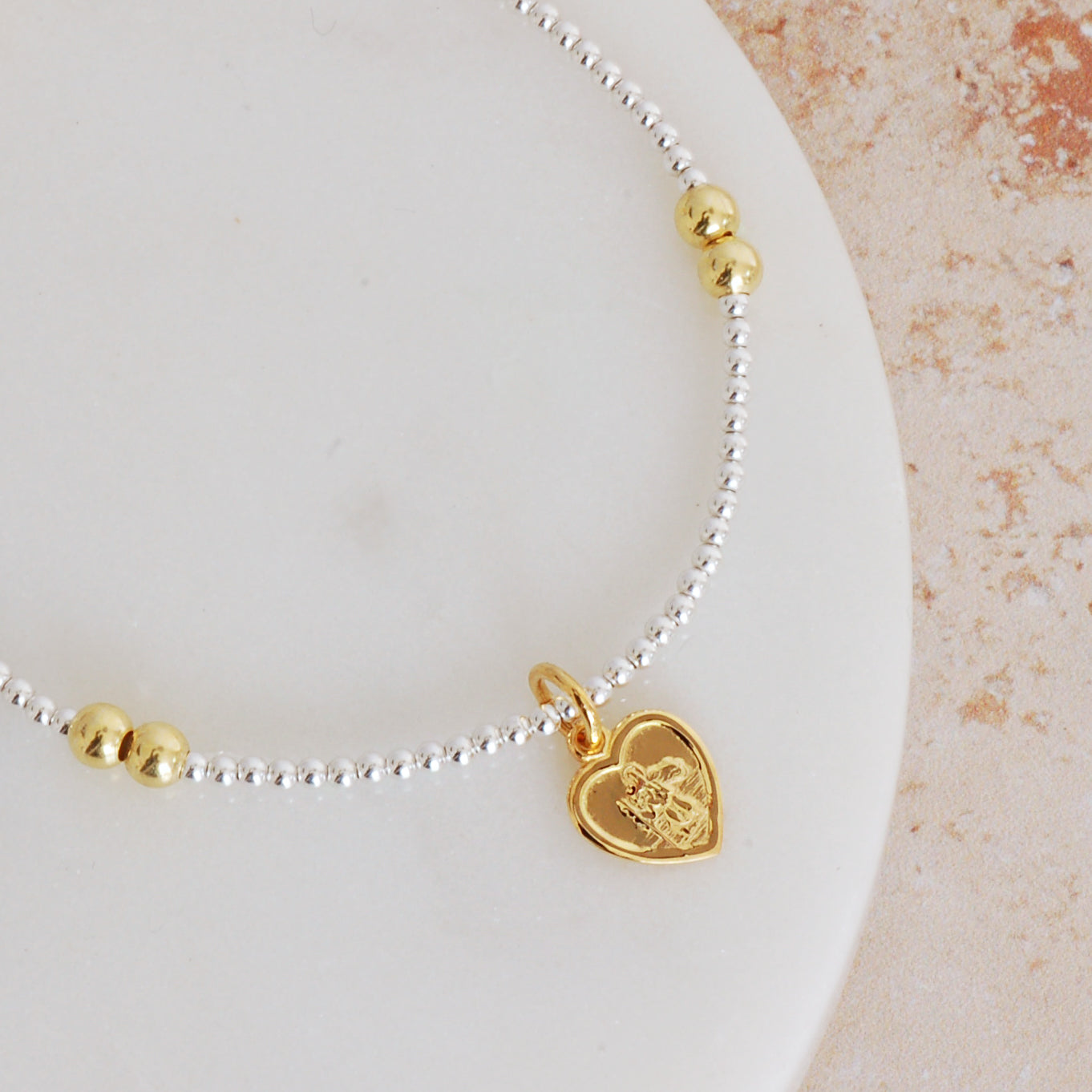Gold Heart St. Christopher Bracelet