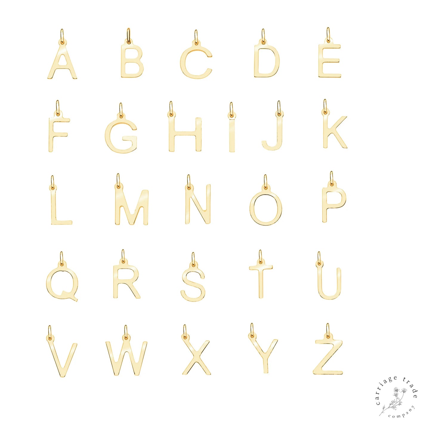 Solid 9ct Gold Initial Charm