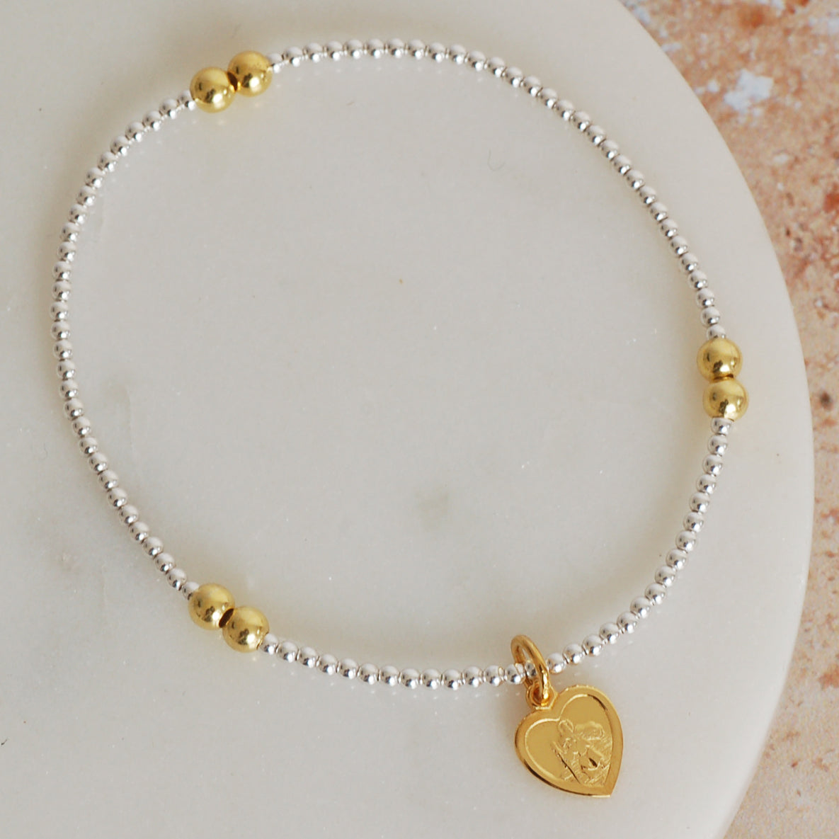 Gold Heart St. Christopher Bracelet