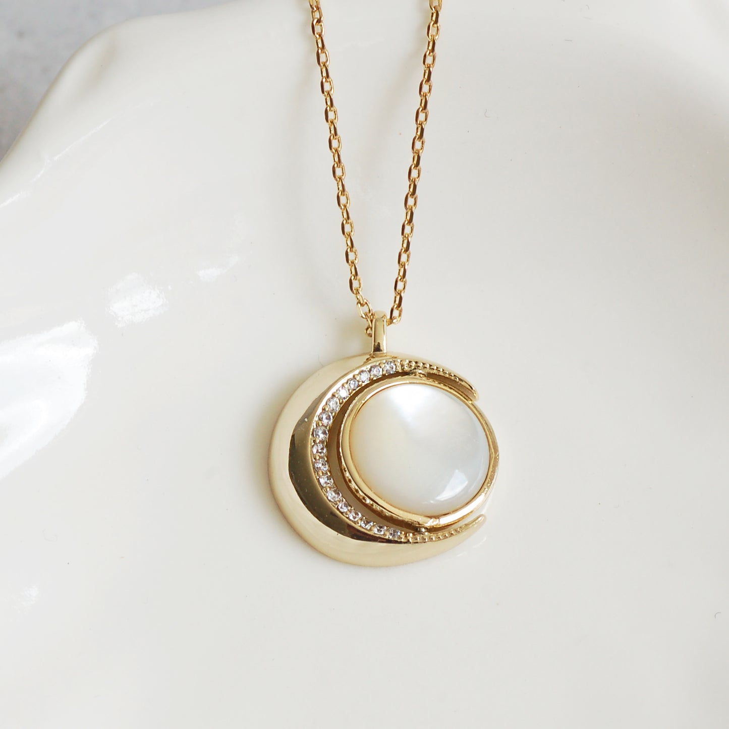 Gold Sun and Moon Spinner Necklace
