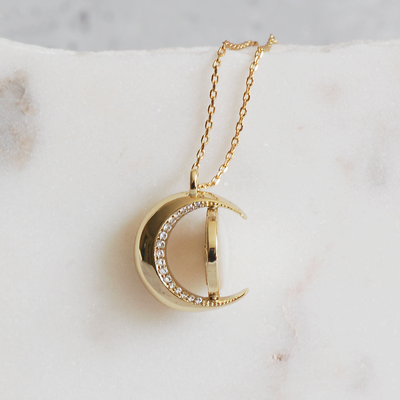Gold Sun and Moon Spinner Necklace