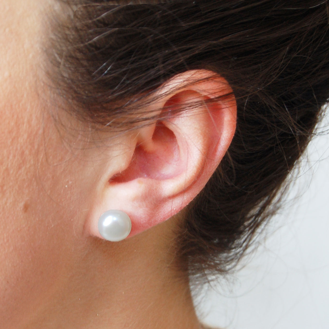 Large Ivory Pearl Stud Earrings