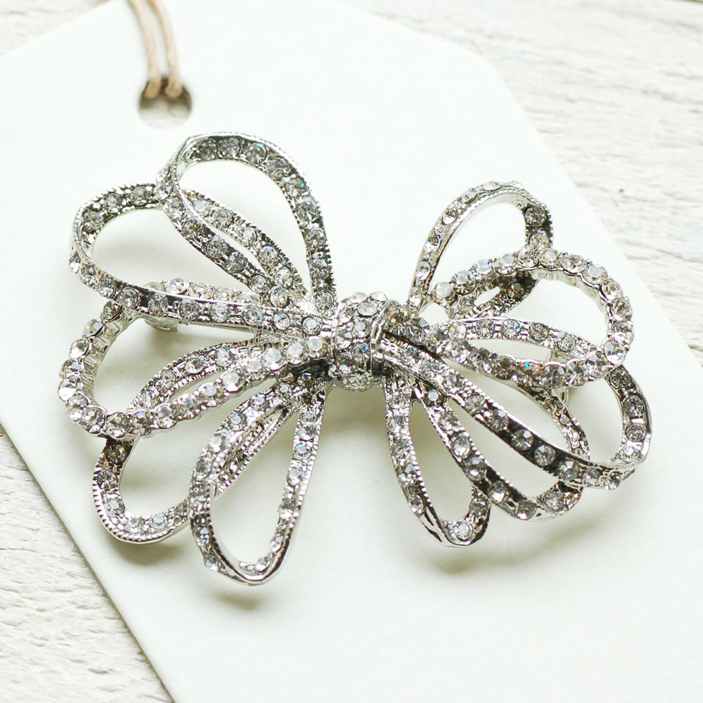 Vintage Style Ribbon Bow Brooch