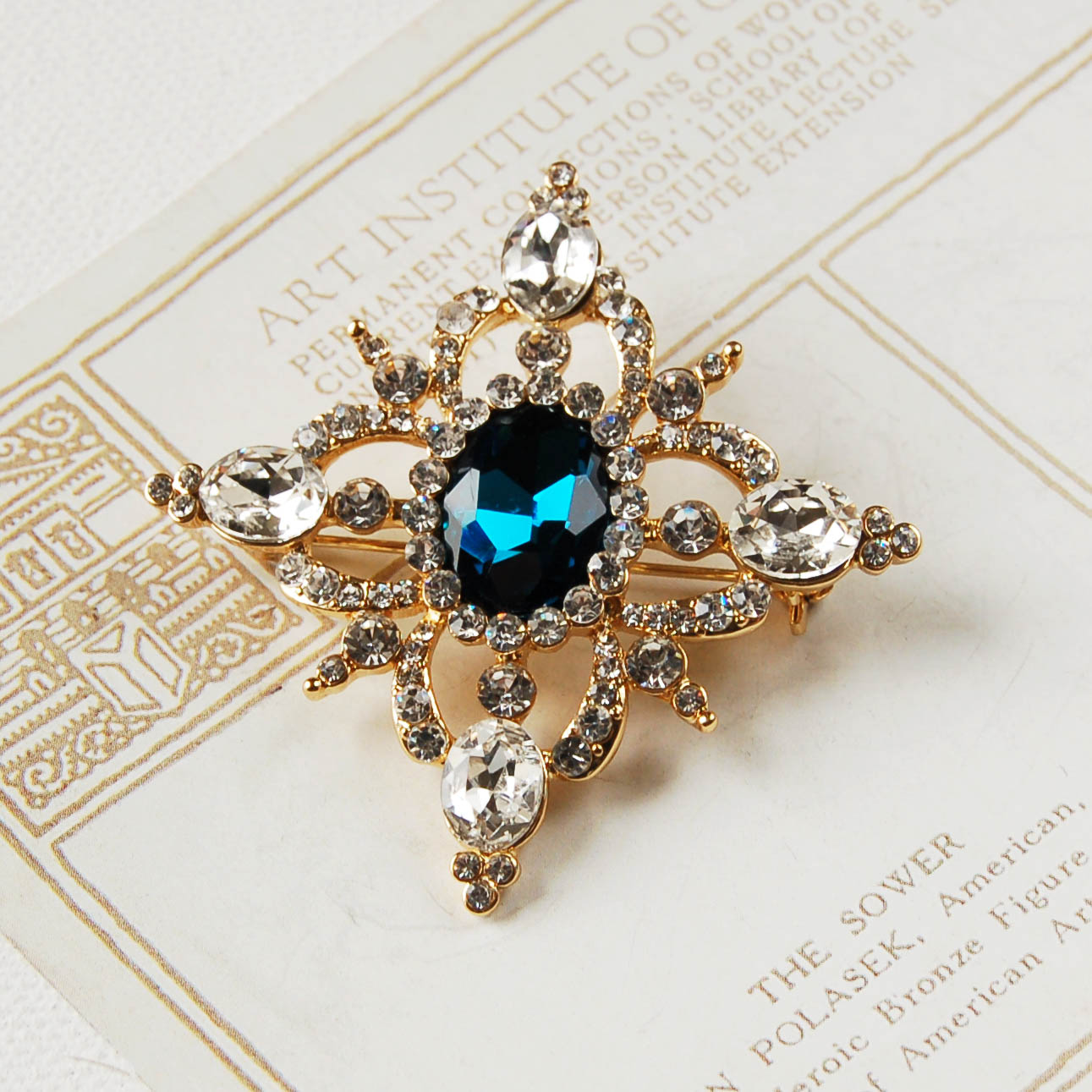 Blue Stone Brooch
