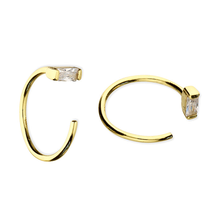 Gold Pull Through Diamante Earrings