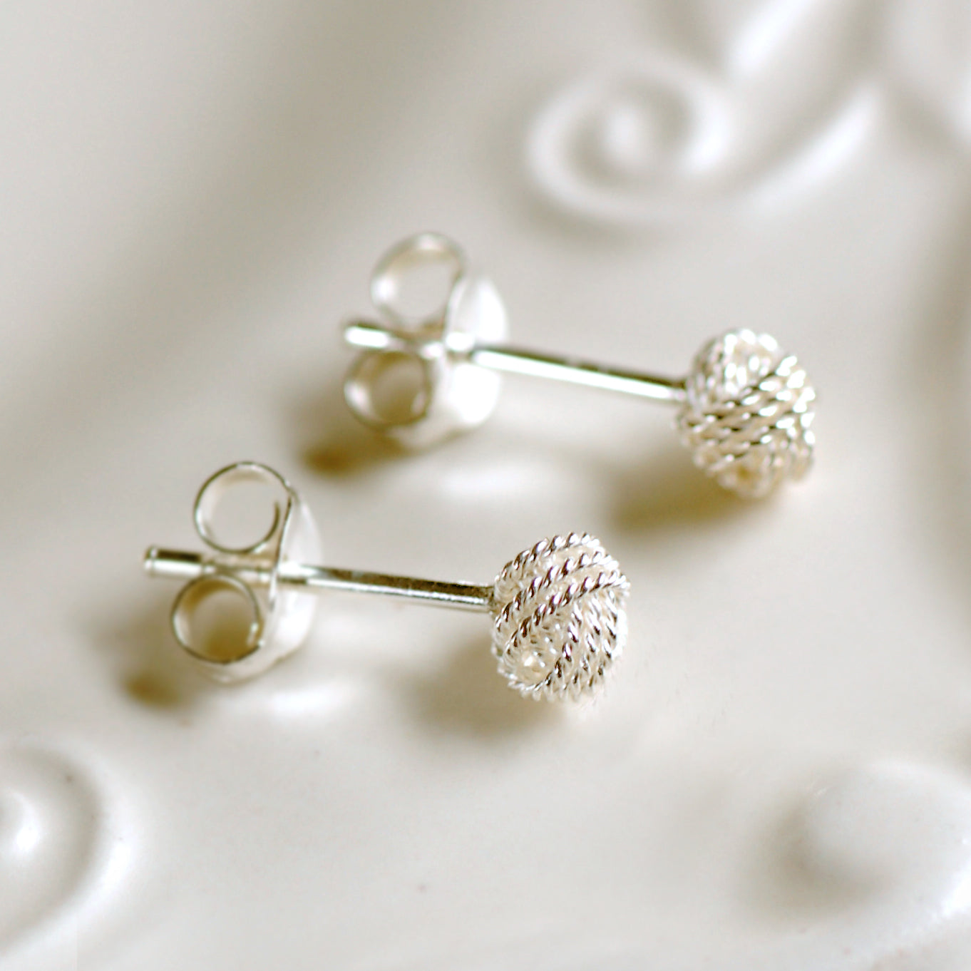 Tiny Sterling Silver Knot Earrings