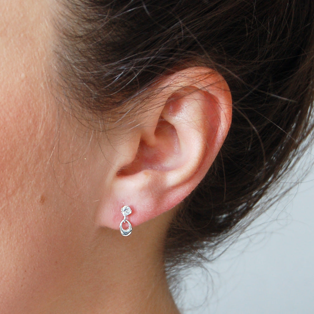 Silver Diamante Drop Earrings