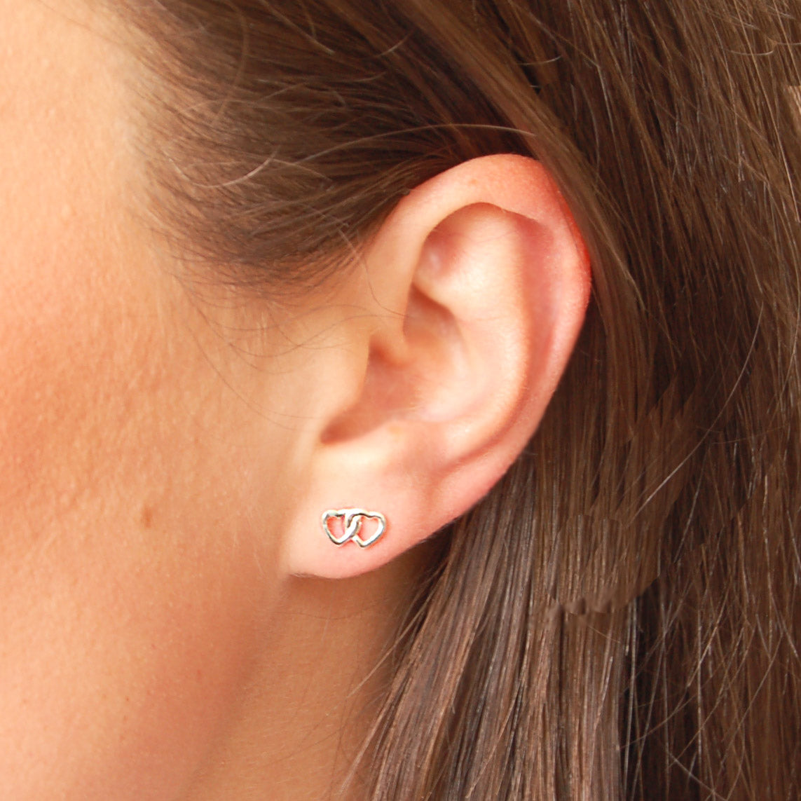 Silver Twin Heart Earrings