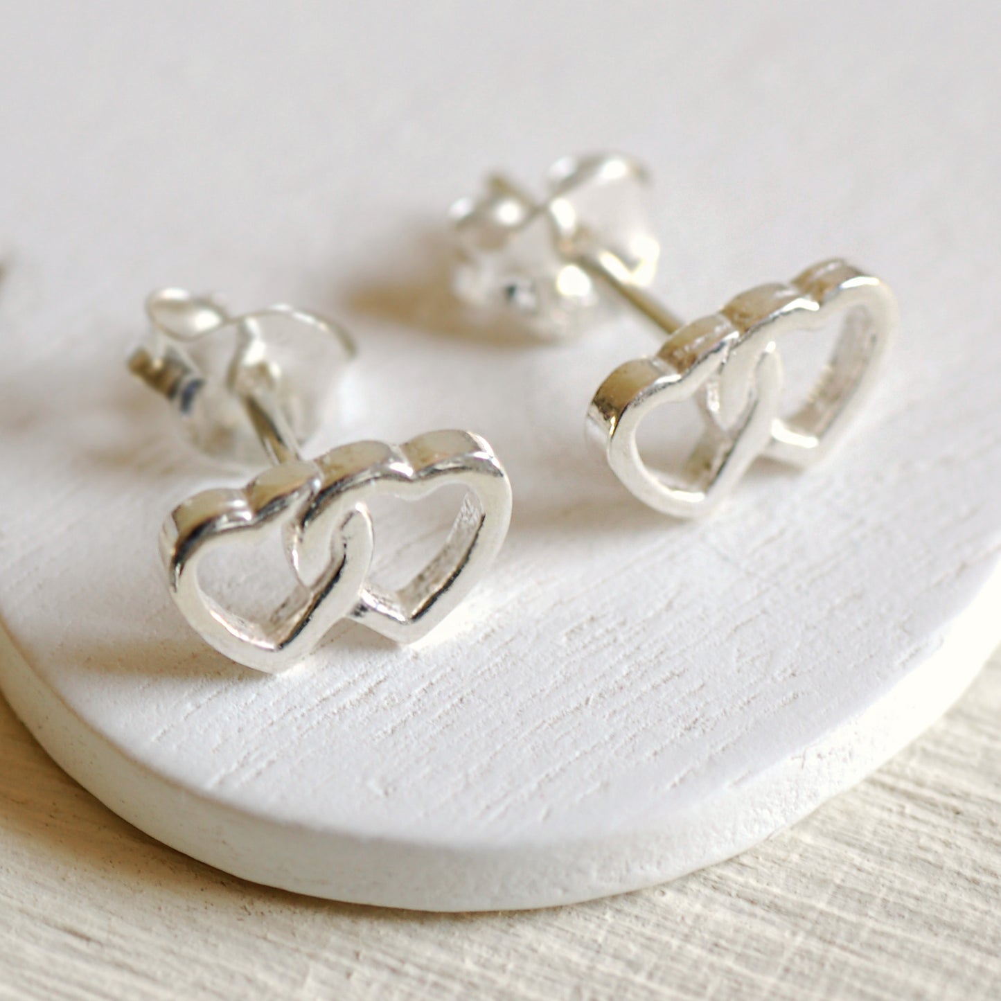 Silver Twin Heart Earrings