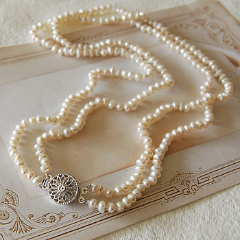 Vintage Style Double Strand Seed Pearl Necklace