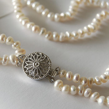 Vintage Style Double Strand Seed Pearl Necklace