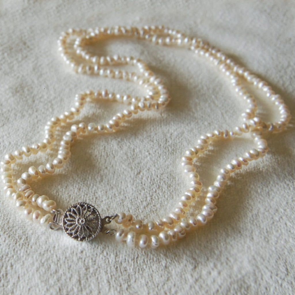 Vintage Style Double Strand Seed Pearl Necklace