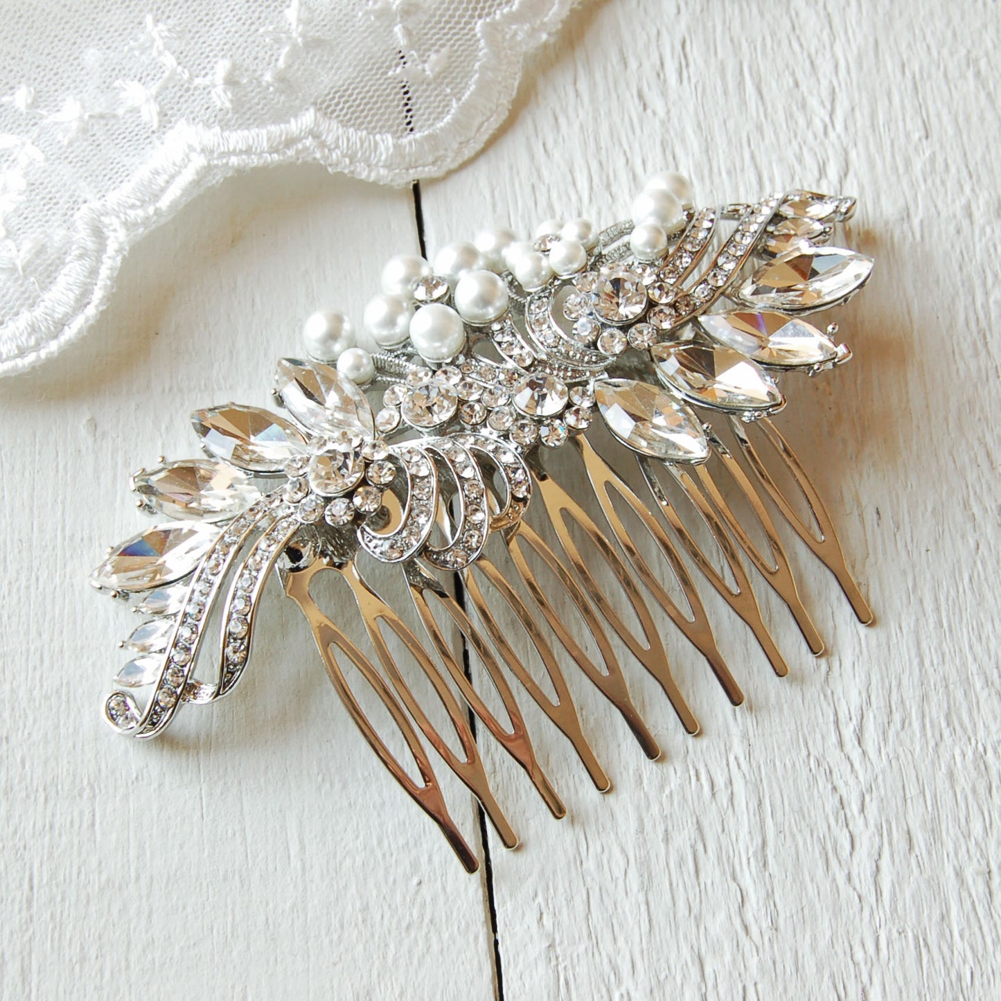 Vintage Style Silver Hair Comb