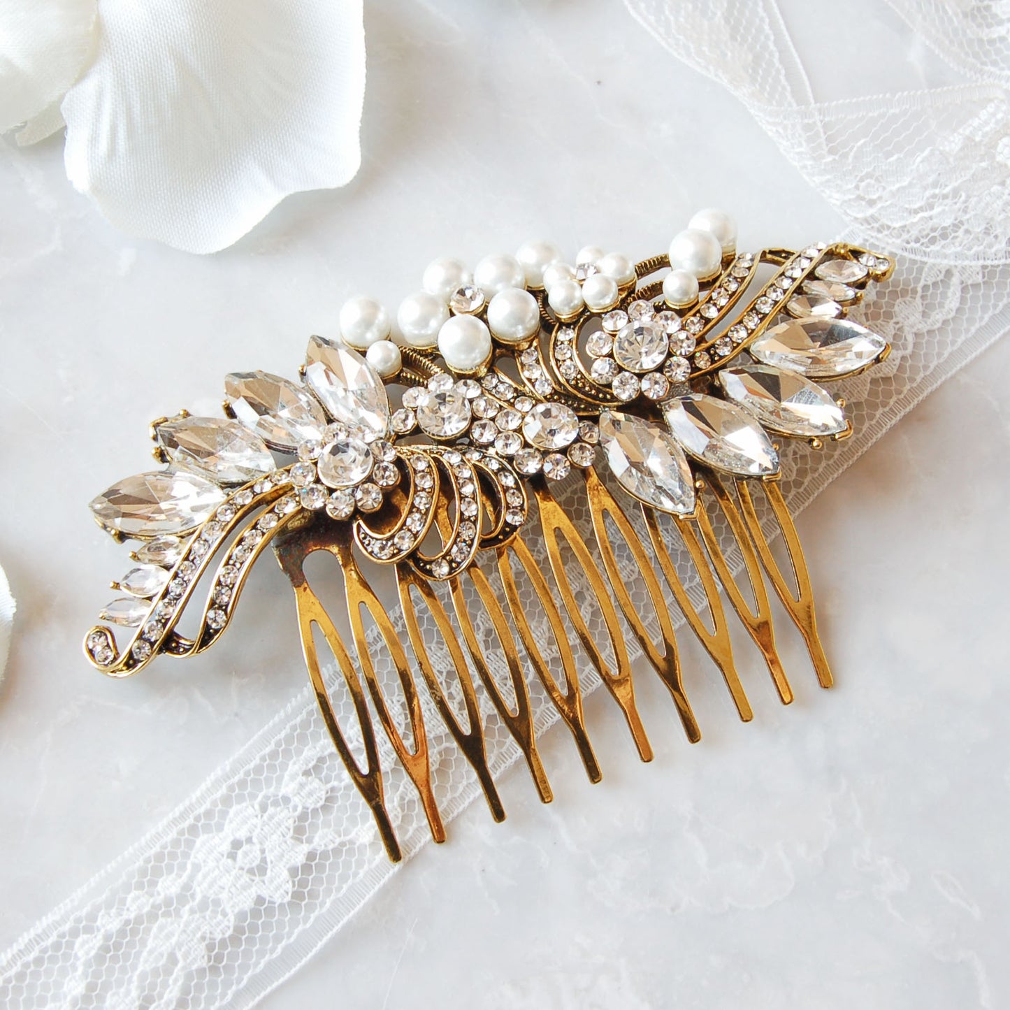 Vintage Style Gold Hair Comb