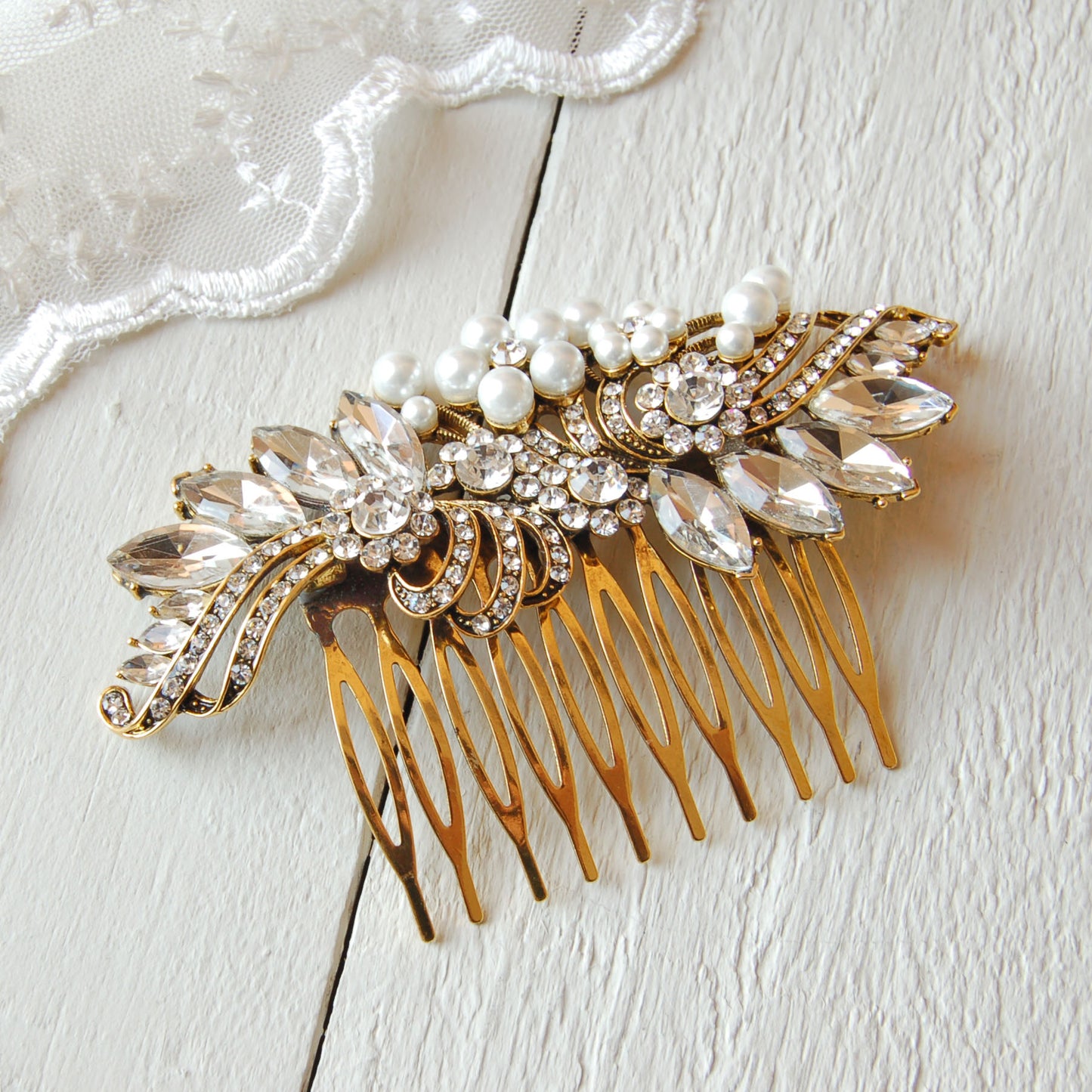 Vintage Style Gold Hair Comb