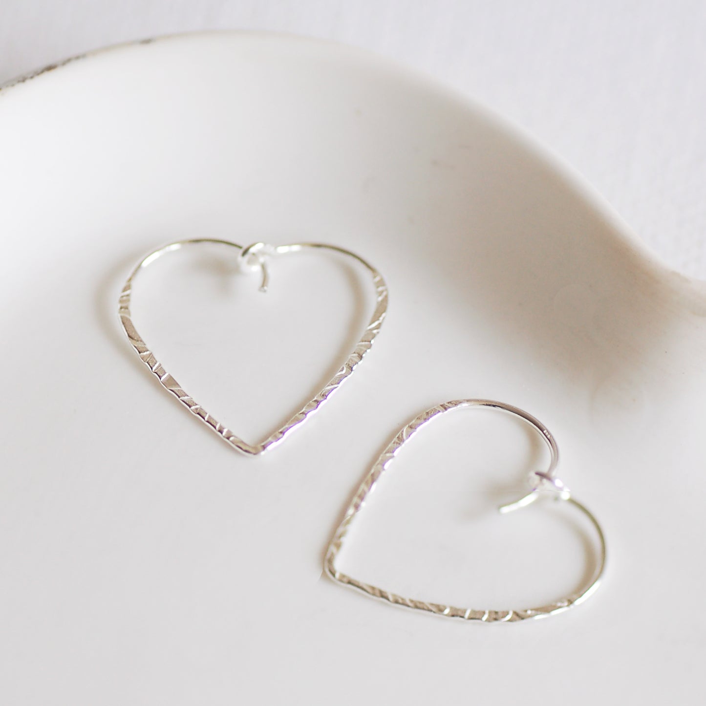 Sterling Silver Heart Hoop Earrings