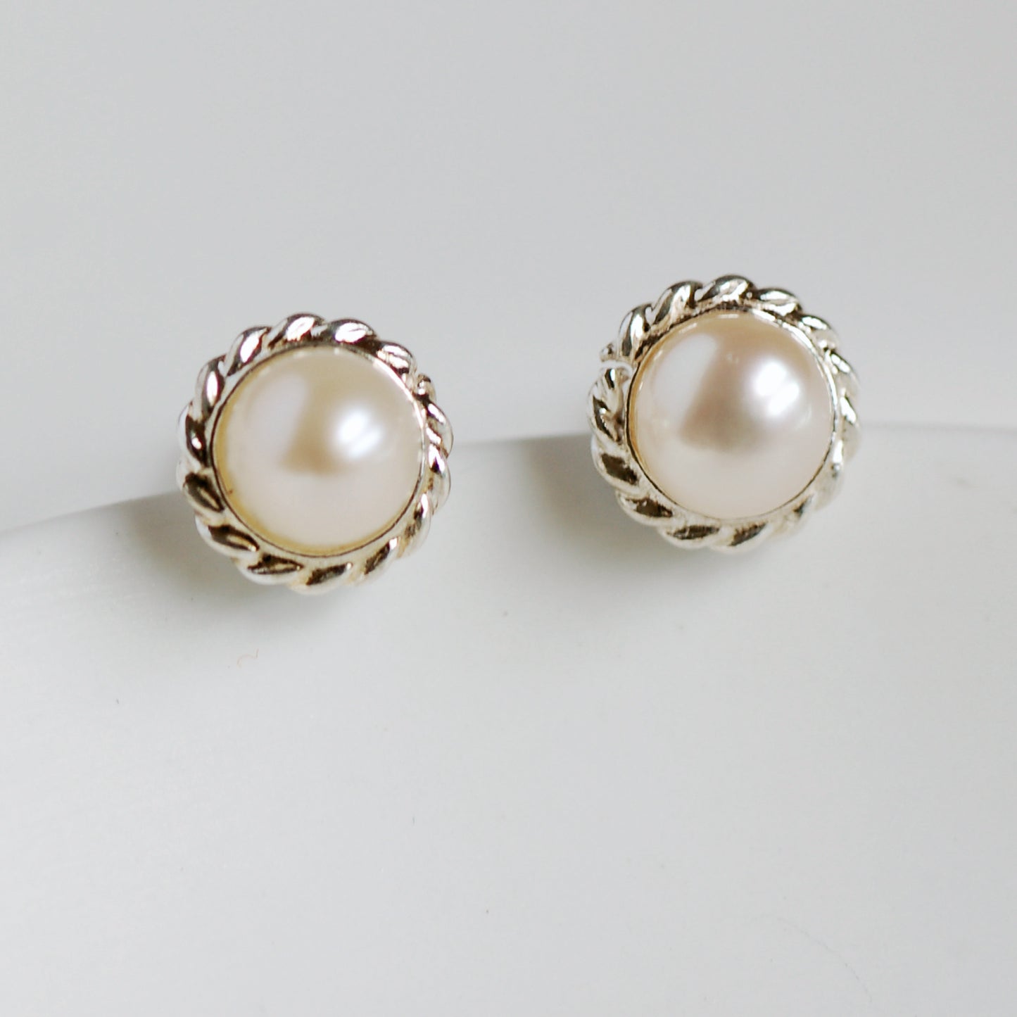 Sterling Silver Rope Pearl Earrings