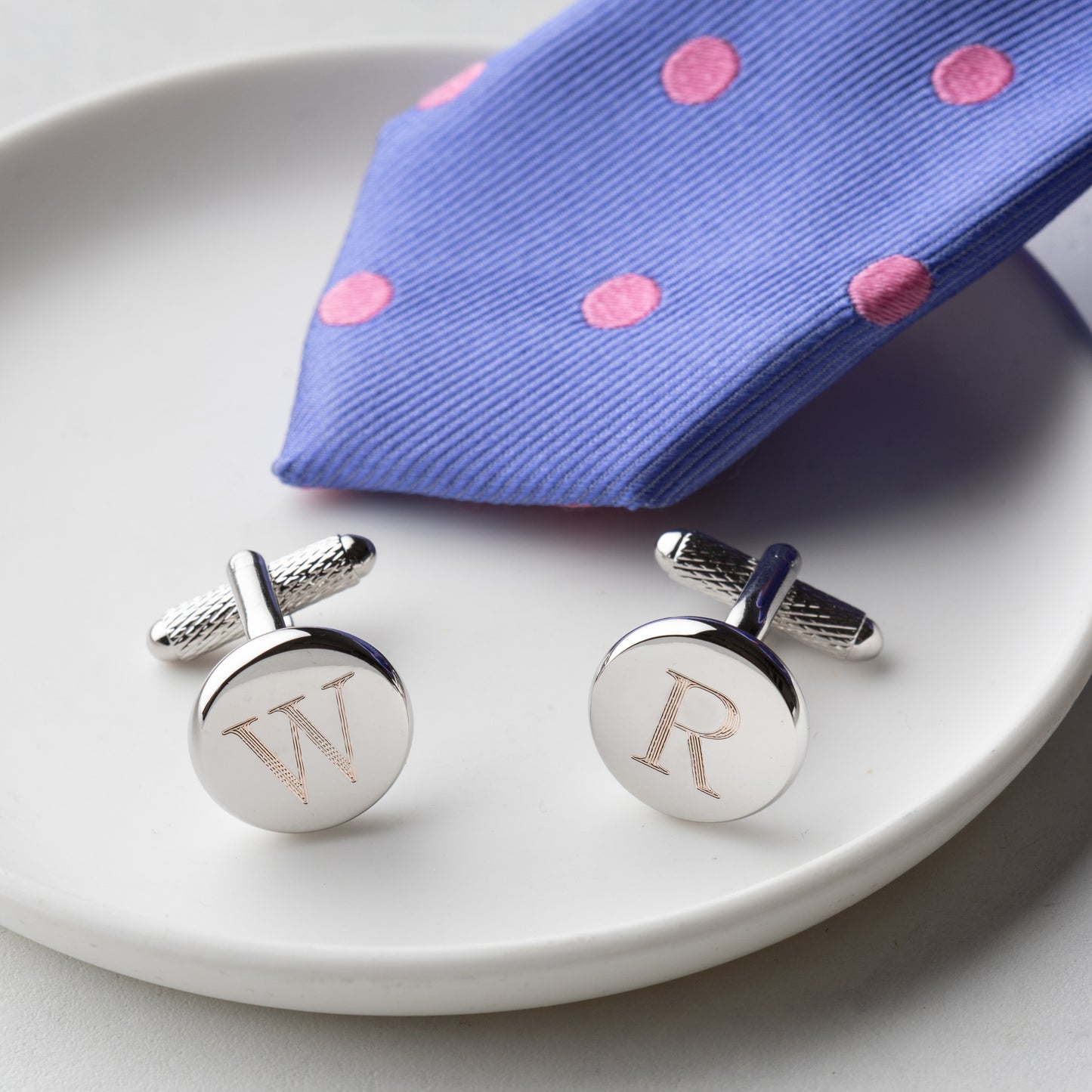 Round Initial Cufflinks