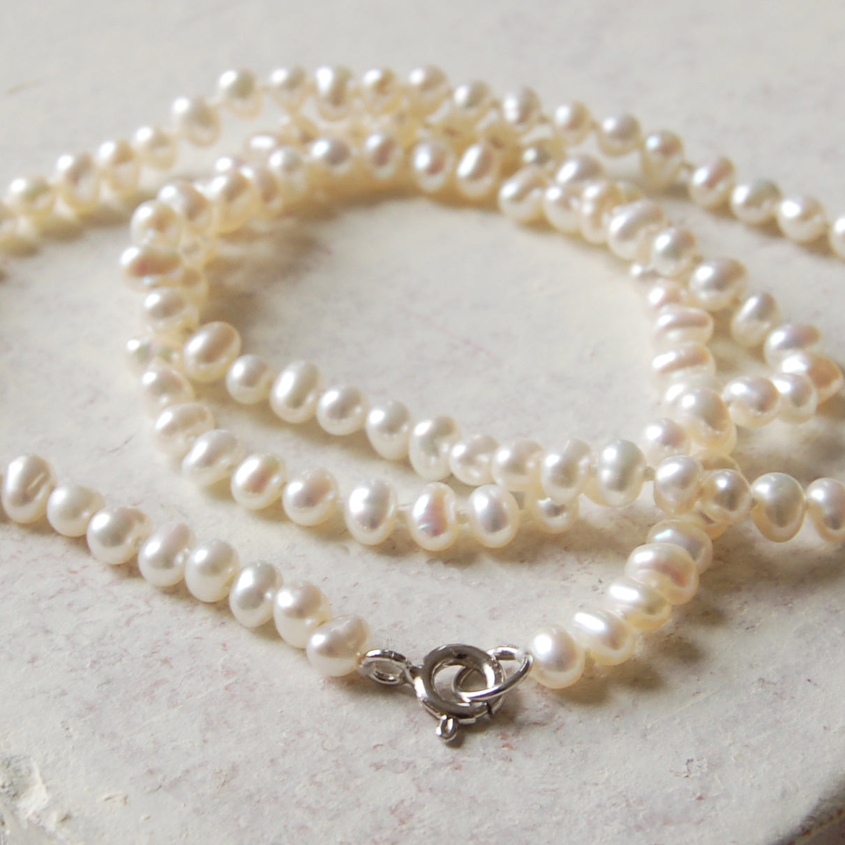 Child's Pearl Necklace with Silver Cross