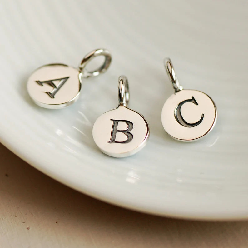 Silver Round Initial Charm