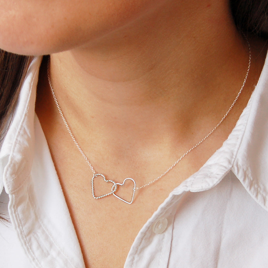 Silver Interlocking Hearts Necklace