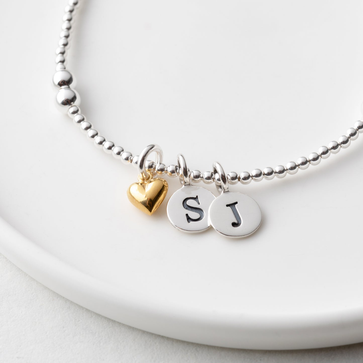 Personalised Silver Bead Bracelet