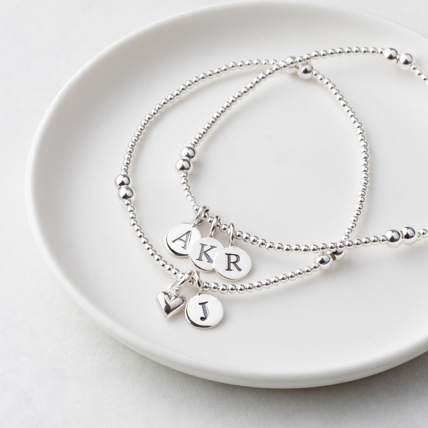 Personalised Silver Bead Bracelet