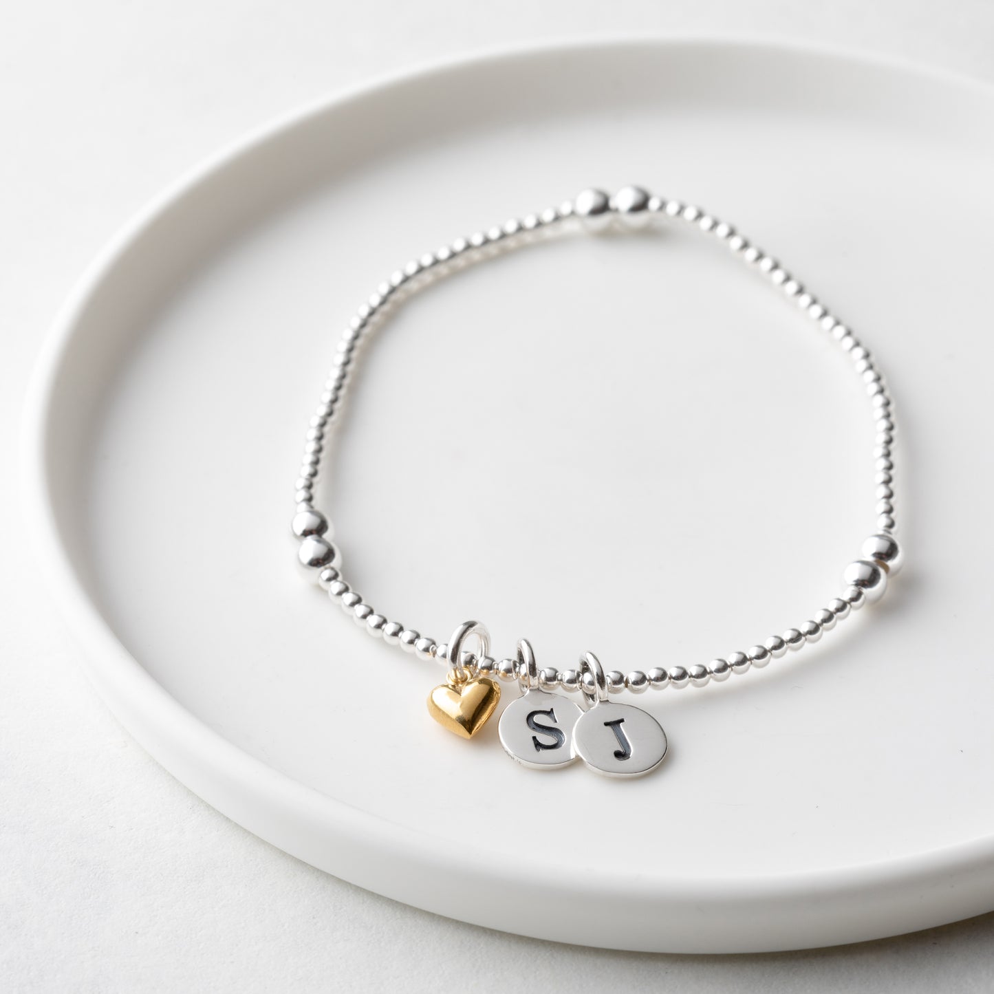 Personalised Silver Bead Bracelet