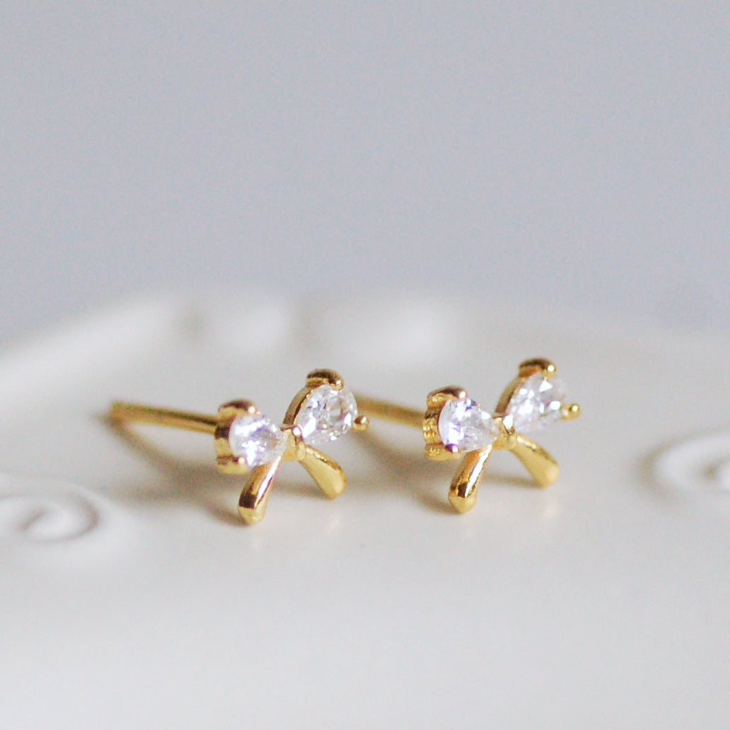 Dainty Golden Bow Earrings