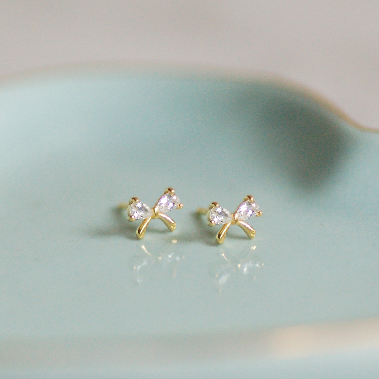 Dainty Golden Bow Earrings