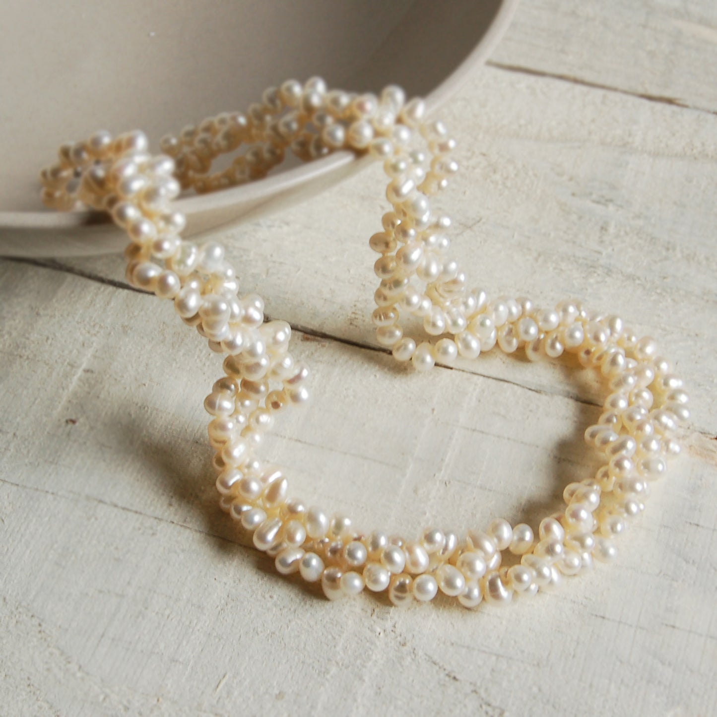 Twisted Triple Strand Pearl Necklace