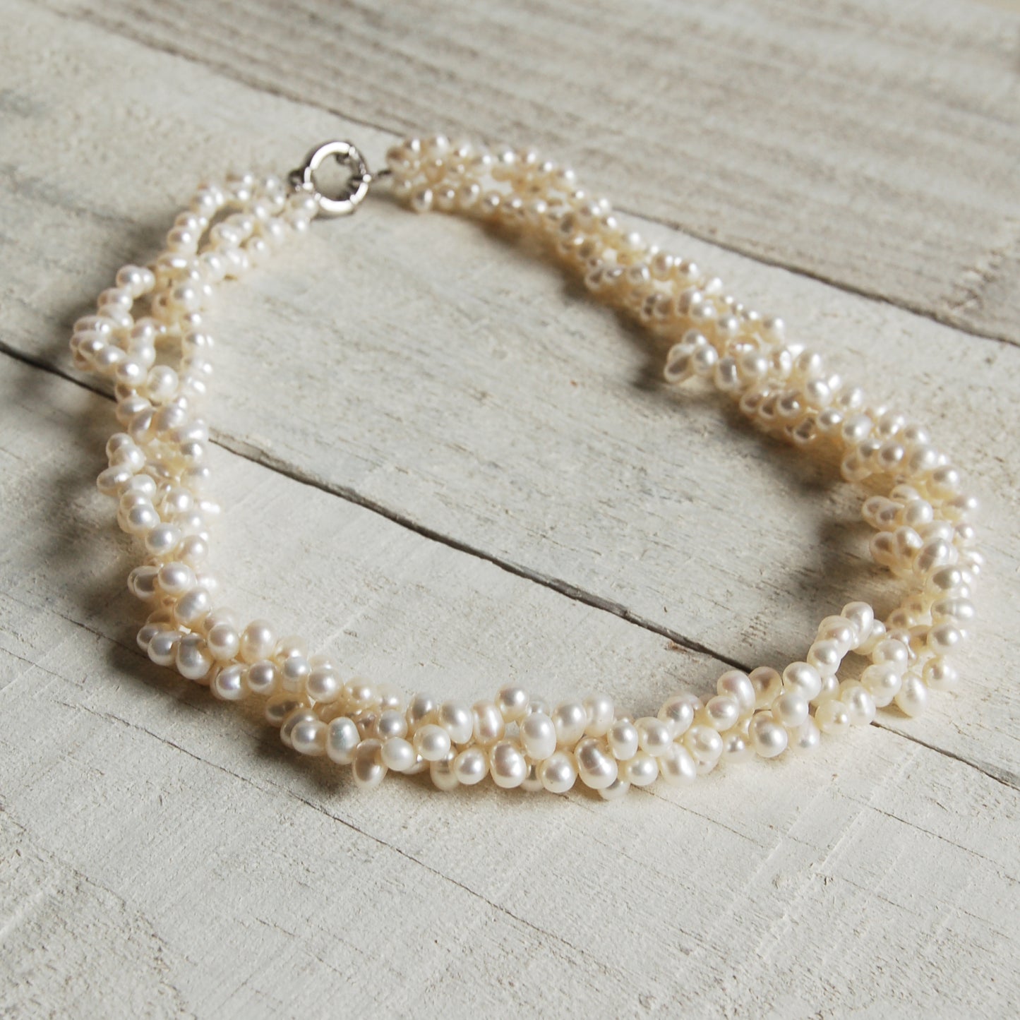 Twisted Triple Strand Pearl Necklace