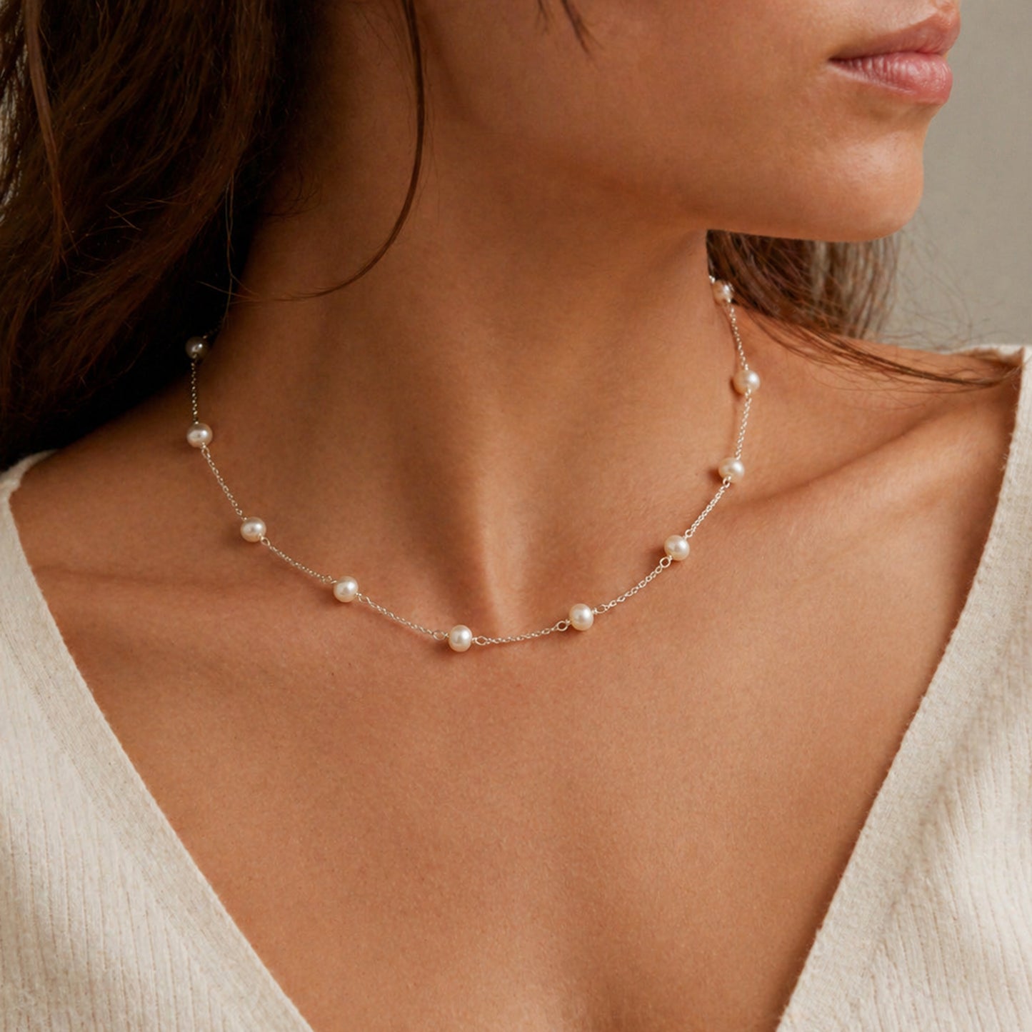 Delicate Silver and Pearl Necklace