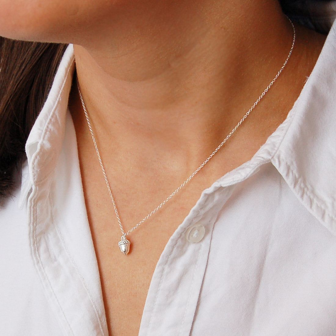 Sterling Silver Thank You Acorn Necklace