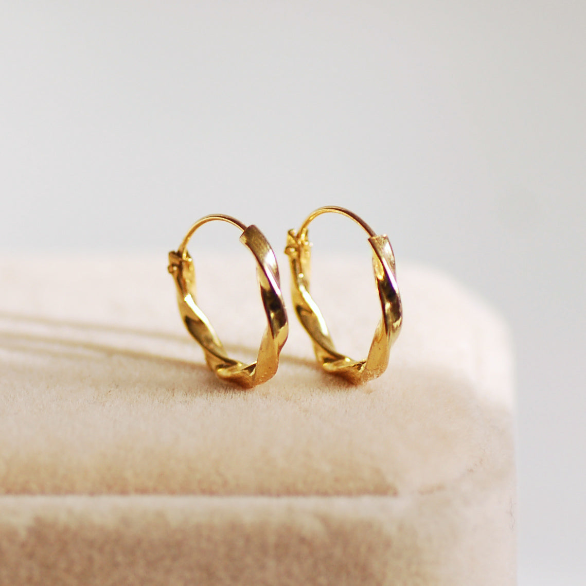 Gold Twisted Huggie Hoops