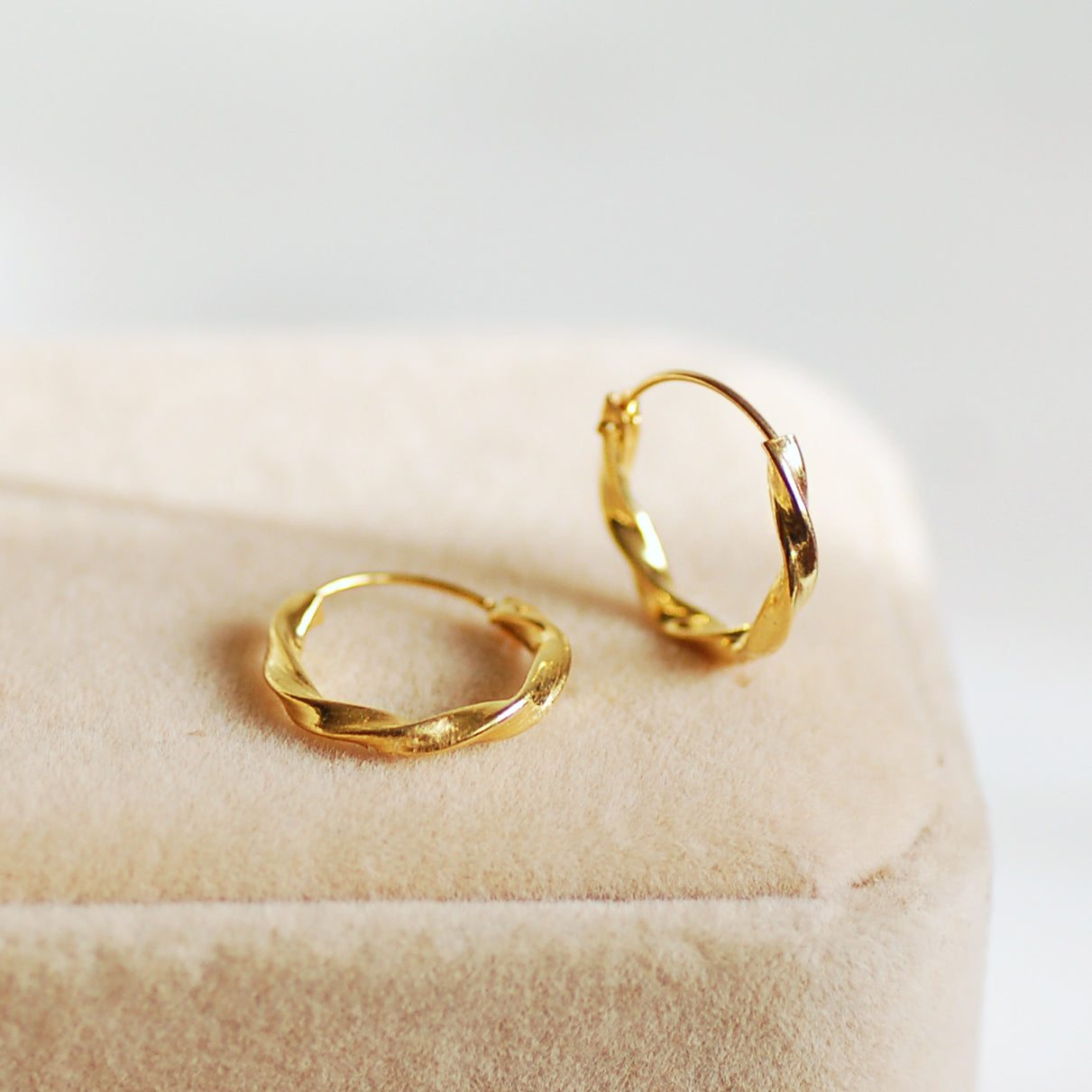 Gold Twisted Huggie Hoops