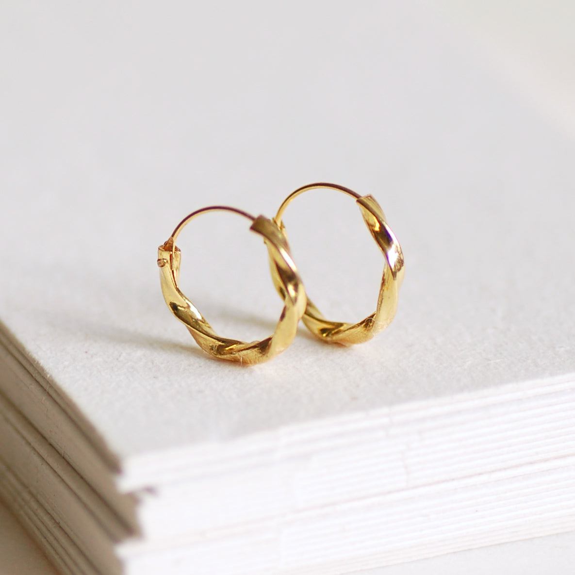 Gold Twisted Huggie Hoops