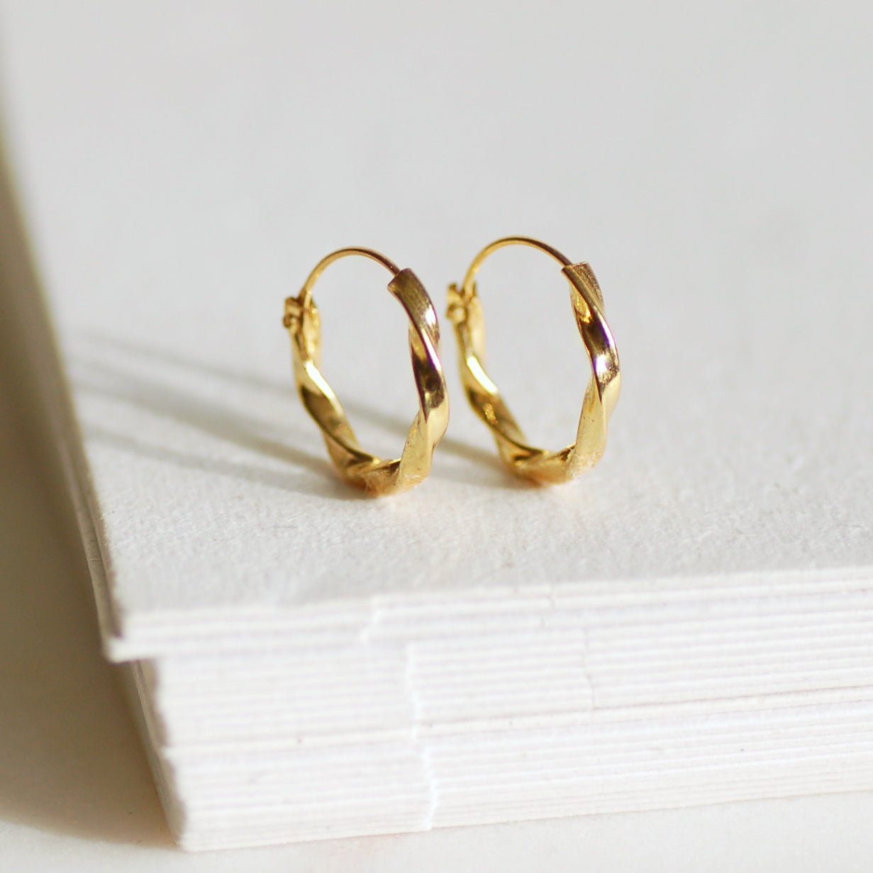 Gold Twisted Huggie Hoops