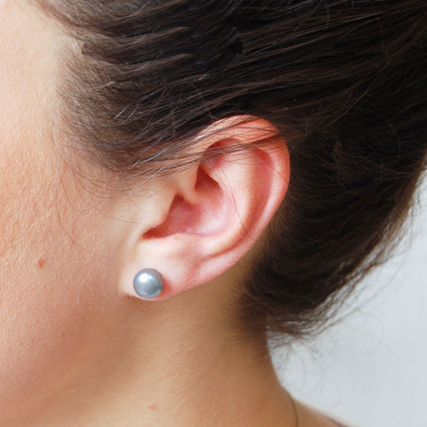 Grey Freshwater Pearl Stud Earrings