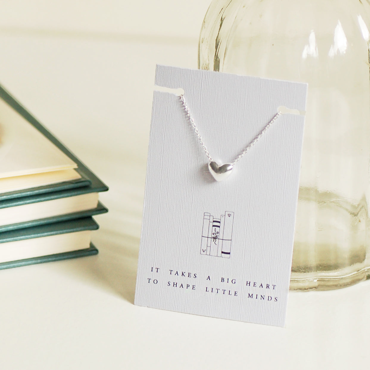 Sterling Silver Thank You Teacher Heart Necklace