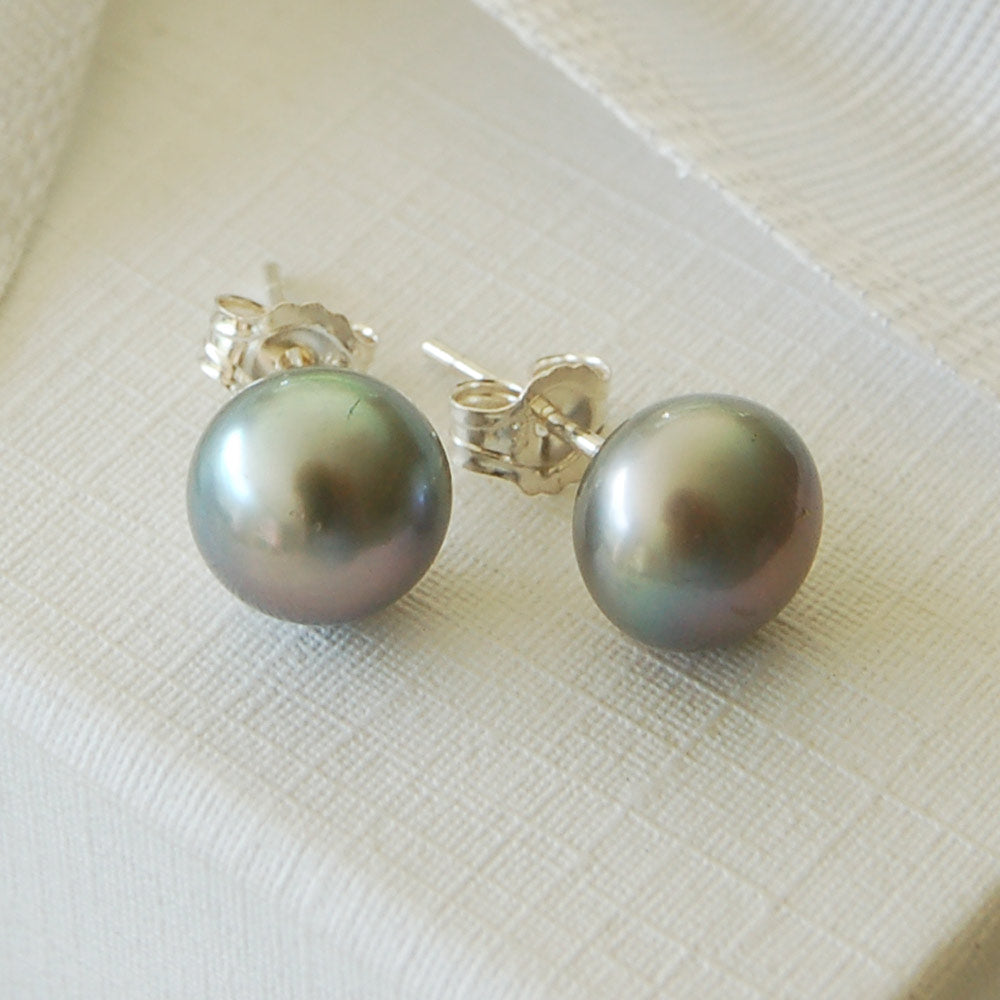 Grey Freshwater Pearl Stud Earrings