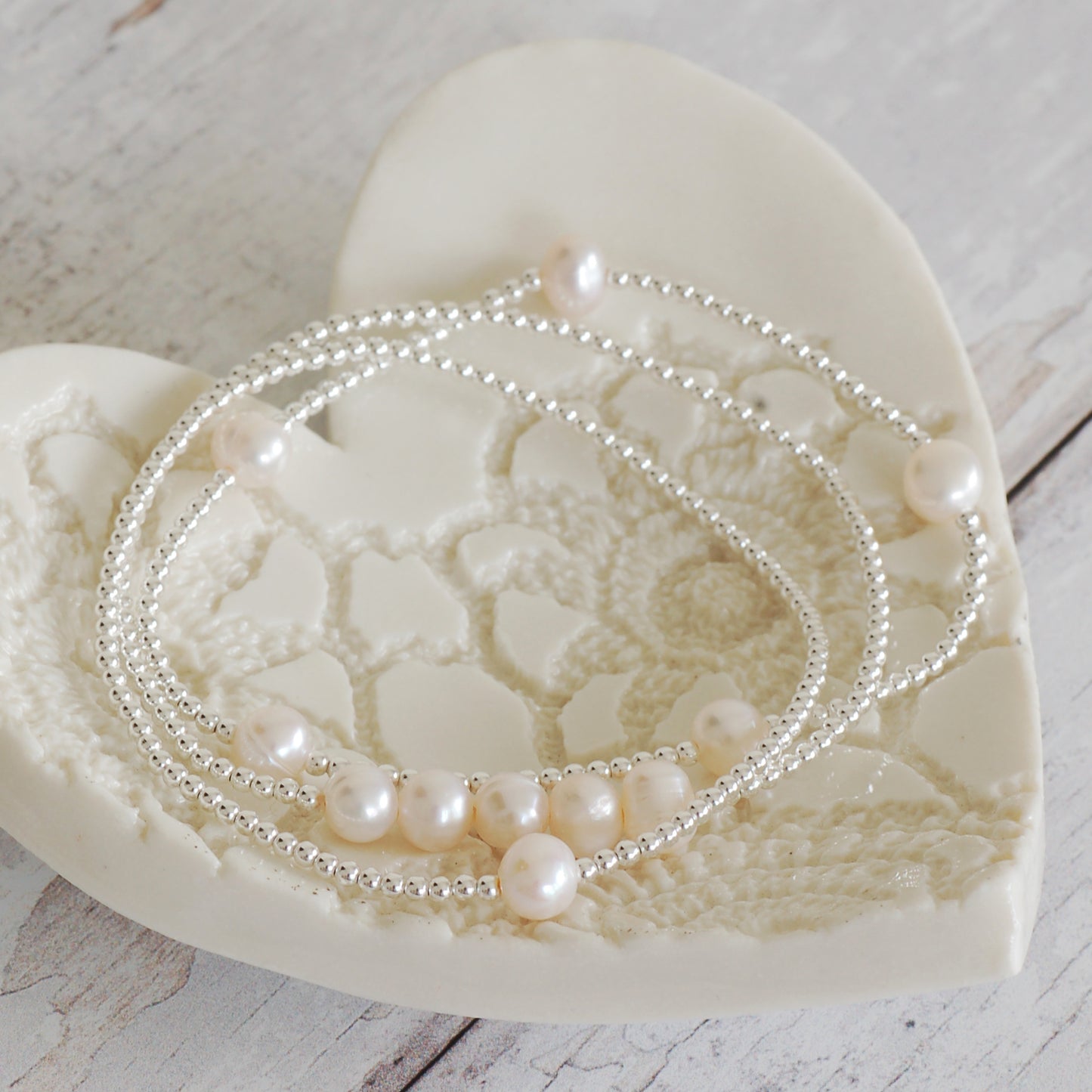 Silver Bead and Pearl Bracelet