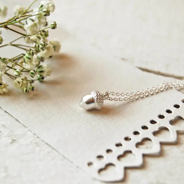 Sterling Silver Thank You Acorn Necklace