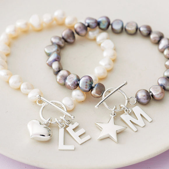 Grey pearl bracelet uk sales