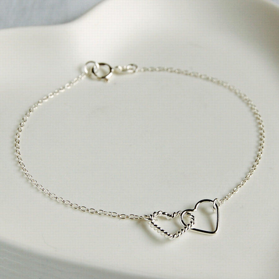 Silver Interlocking Hearts Bracelet