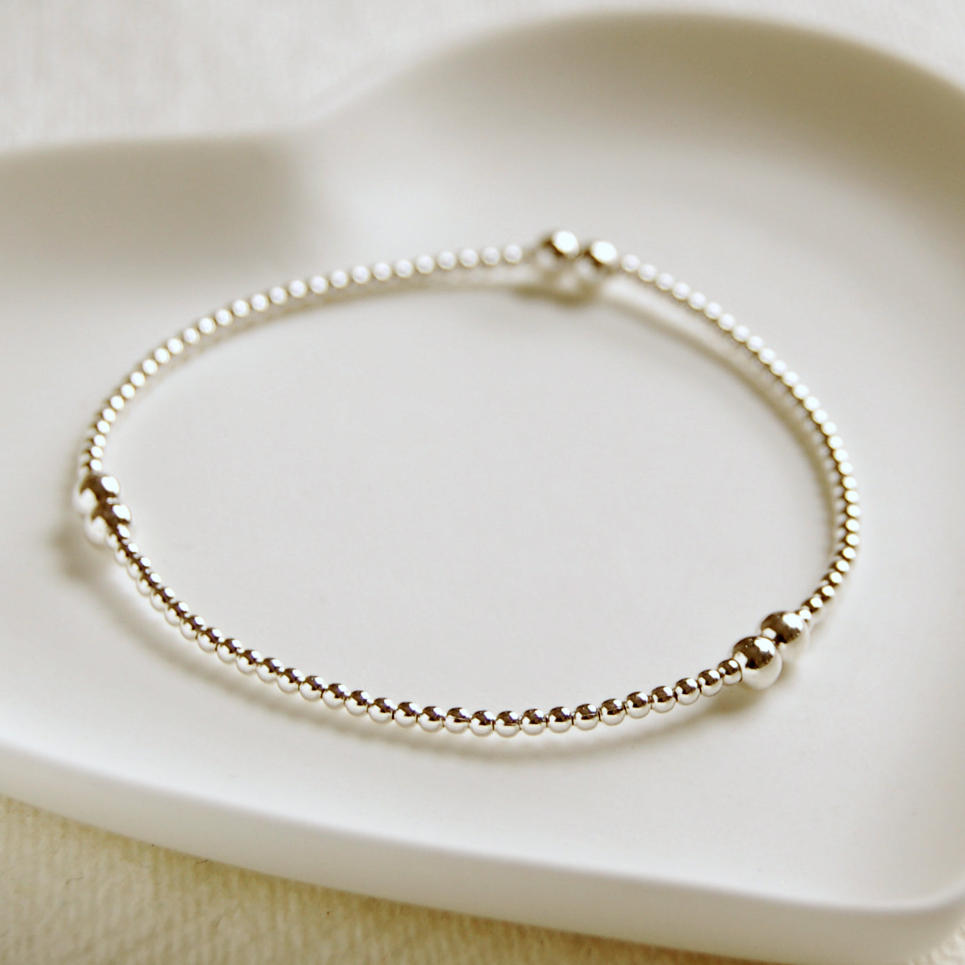 Delicate Sterling Silver Bead Bracelet