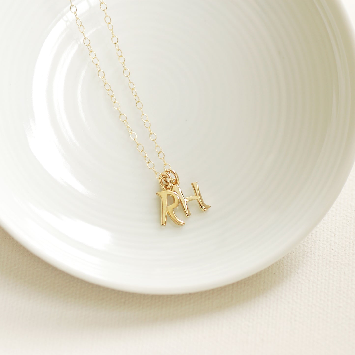 Solid 9ct Gold Script Initial Necklace