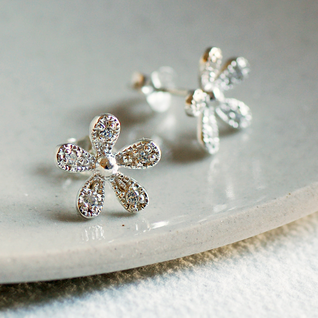Sterling Silver Daisy Earrings